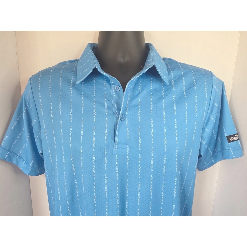 Golf Gods Australia Mens F*ck Bogeys Polo Shirt Blue Performance Golf Top Size M - Picture 2 of 8